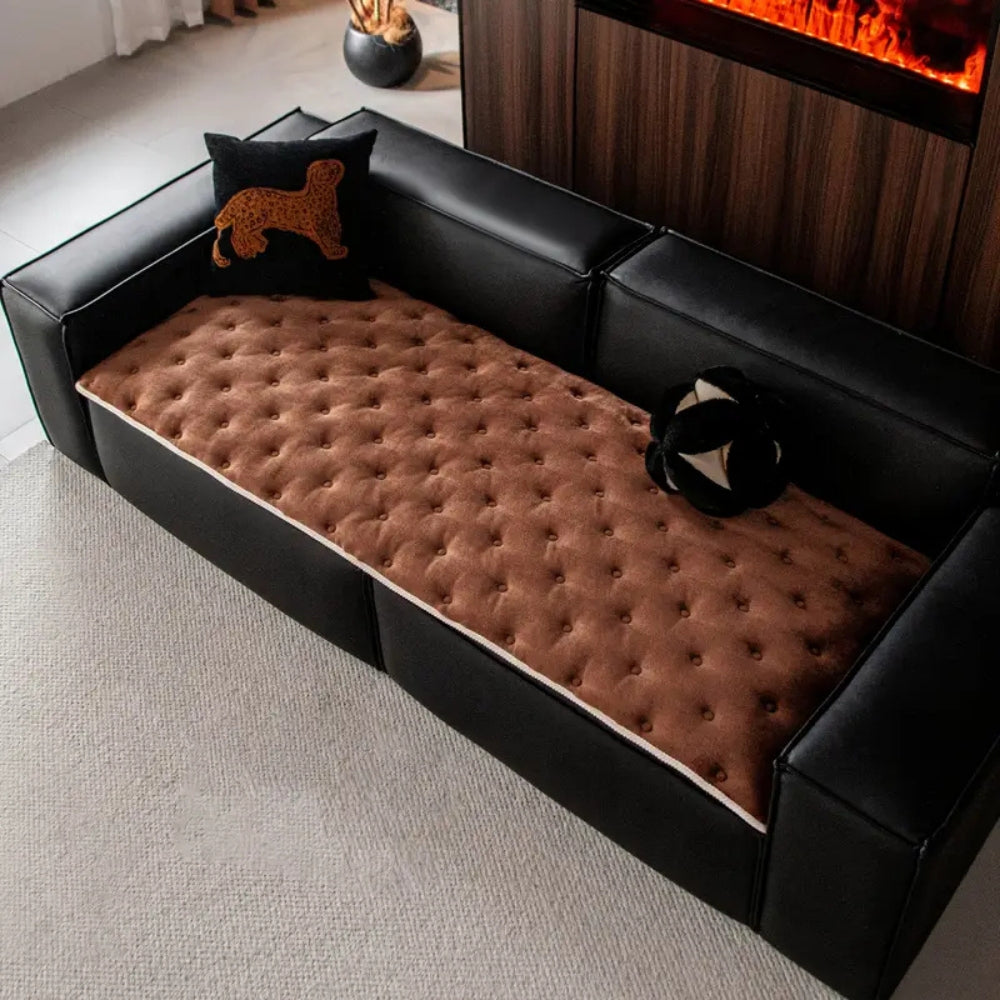 Plush Button Sofa Cover | Soft Microfiber, Stylish Protection for Pets 2