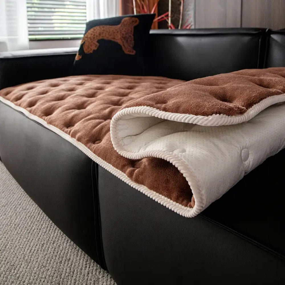 Plush Button Sofa Cover | Soft Microfiber, Stylish Protection for Pets 3