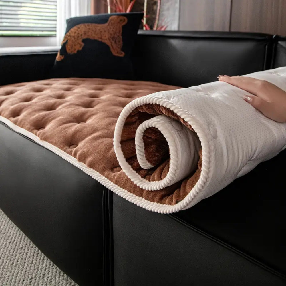 Plush Button Sofa Cover | Soft Microfiber, Stylish Protection for Pets 4