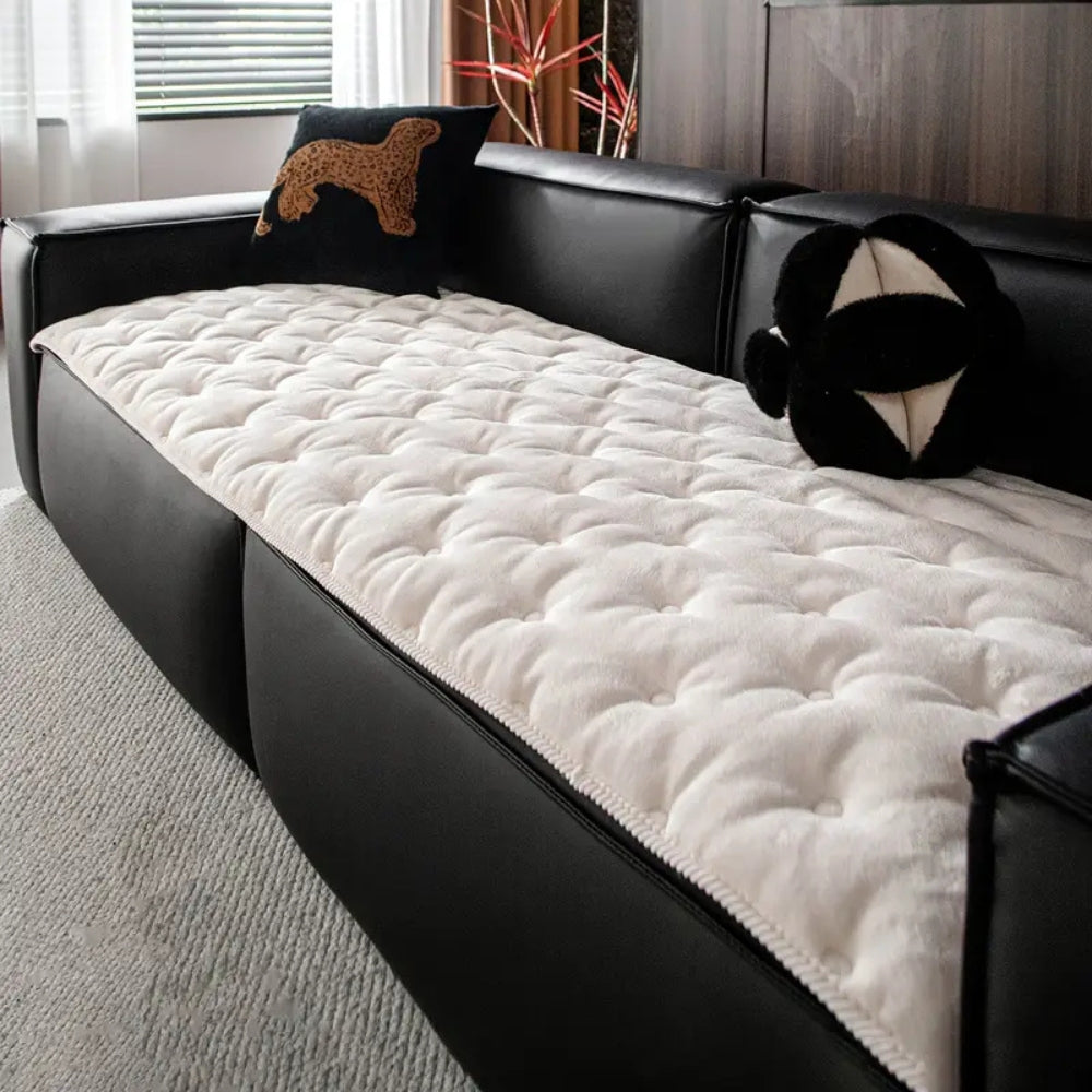 Plush Button Sofa Cover | Soft Microfiber, Stylish Protection for Pets 6