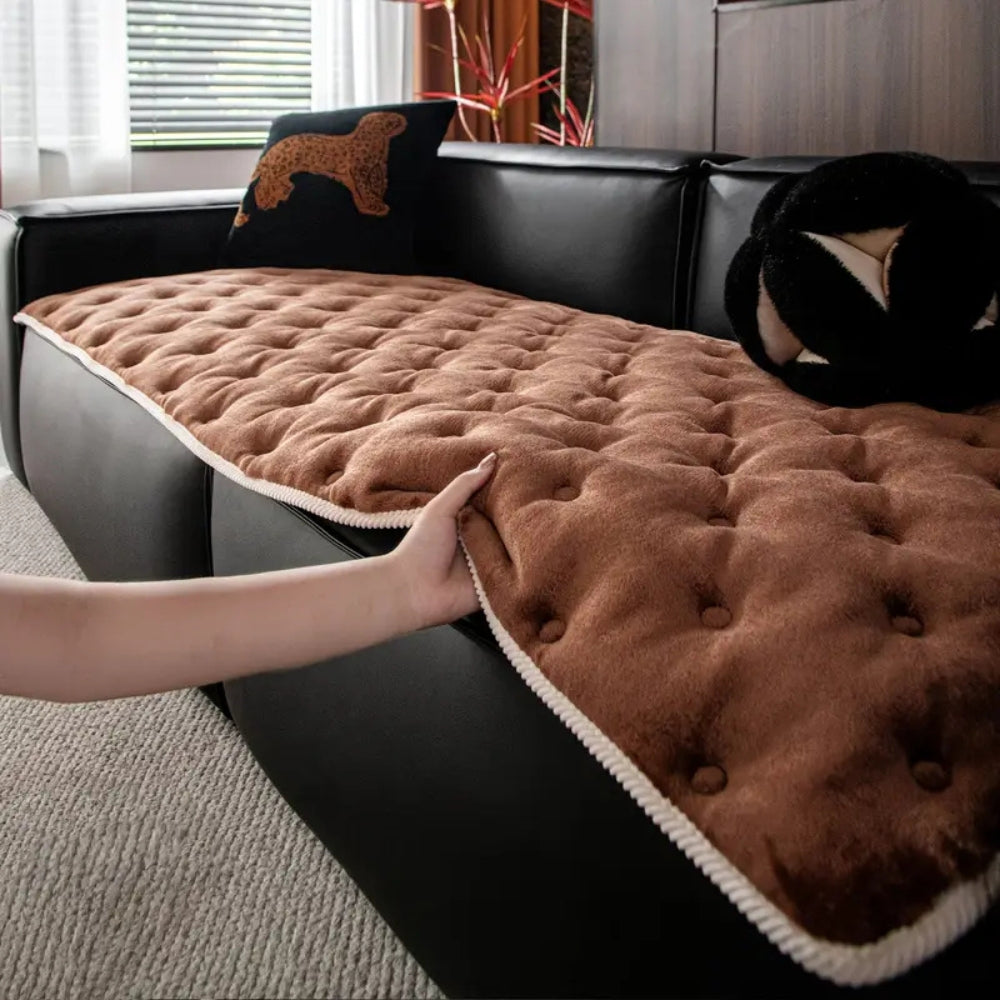 Plush Button Sofa Cover | Soft Microfiber, Stylish Protection for Pets 7