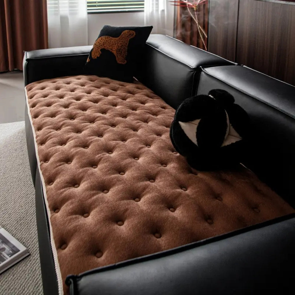 Plush Button Sofa Cover | Soft Microfiber, Stylish Protection for Pets 8