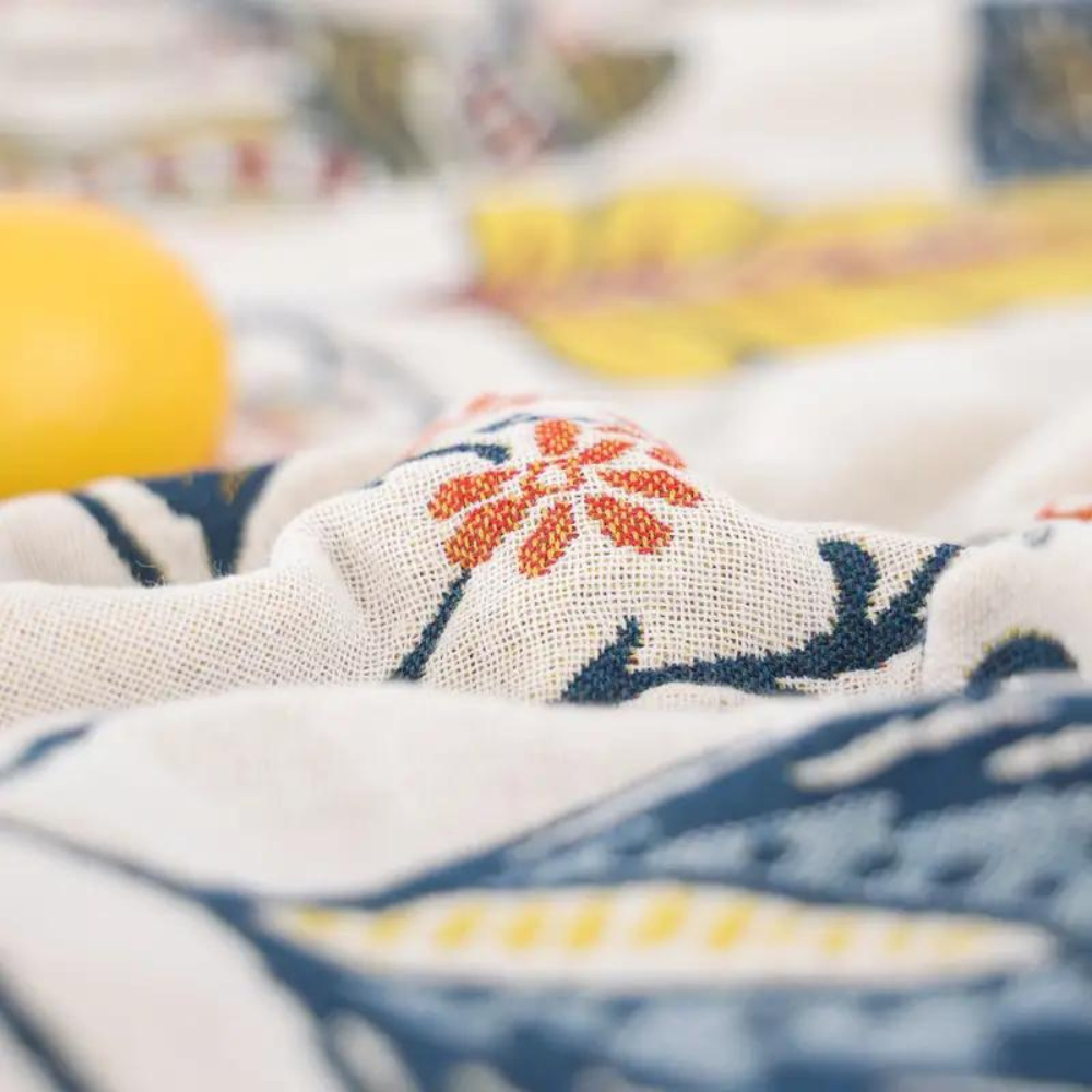 Ravenna Flora Blanket | 100% Cotton, Reversible Floral Design