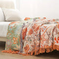 Ravenna Floral Throw Blanket | 100% Cotton, Boho Design with Fringe