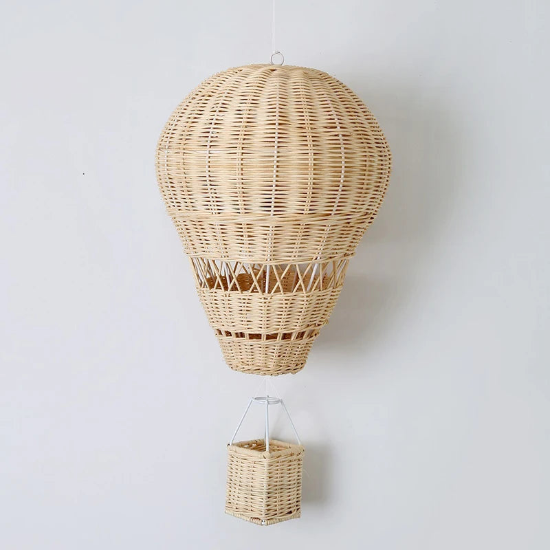 Riva Hot Air Balloon Wall Art | Hand-Woven Rattan Decor for Kids' Rooms