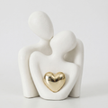 Riven Ceramic Figurine | Abstract Couple Embracing with Gold Heart Detail