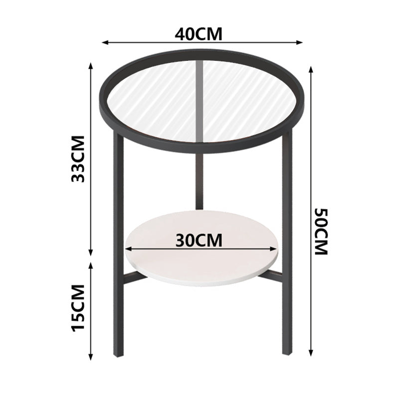 Rondo Glass Side Table | Two-Tier Tempered Glass, Metal Frame for Small Spaces