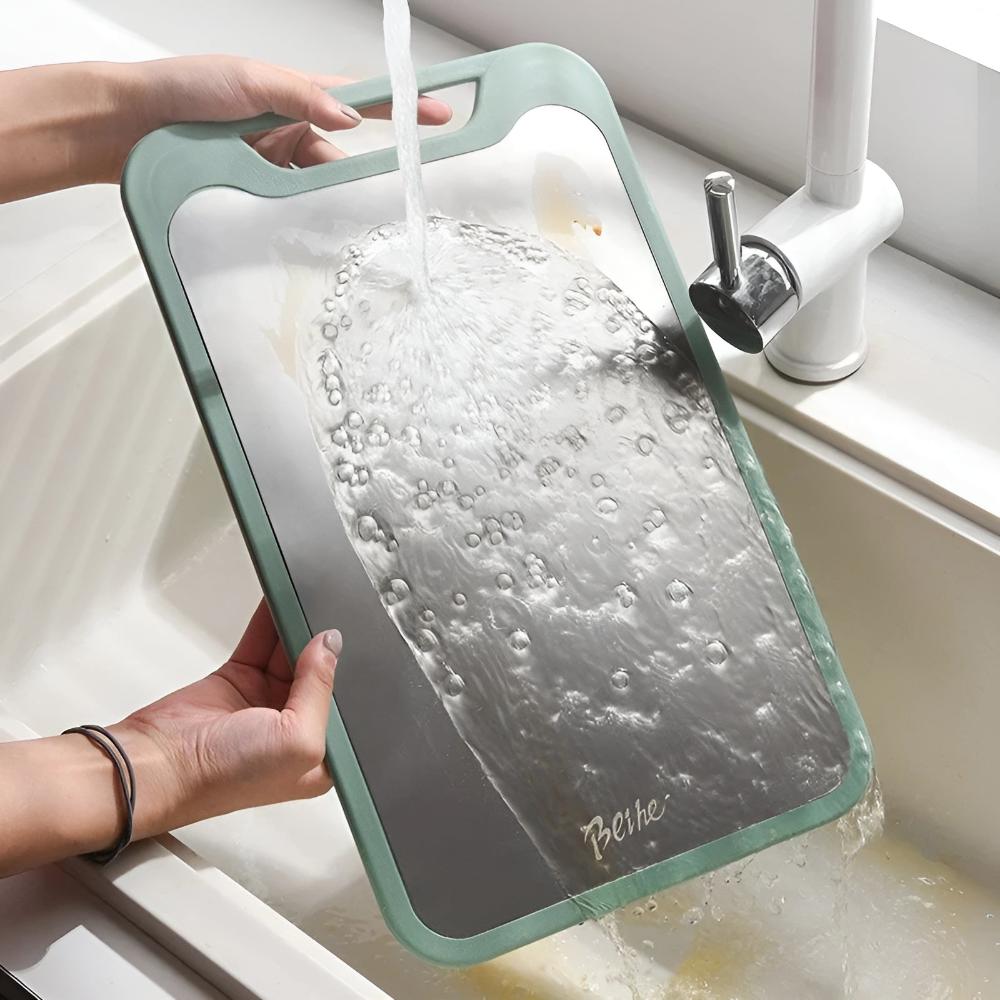 Sable Double-Sided Chopping Board | Stainless Steel & Rice Husk Fiber, Built-In Garlic Grinder