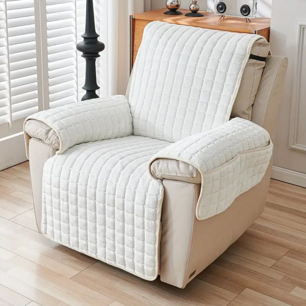 Sable Grid Recliner Sofa Cover | Microfiber, Quilted, Non-Slip Fit