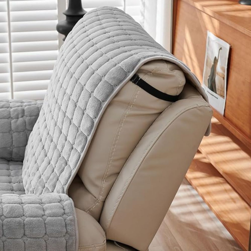 Sable Grid Recliner Sofa Cover | Microfiber, Quilted, Non-Slip Fit