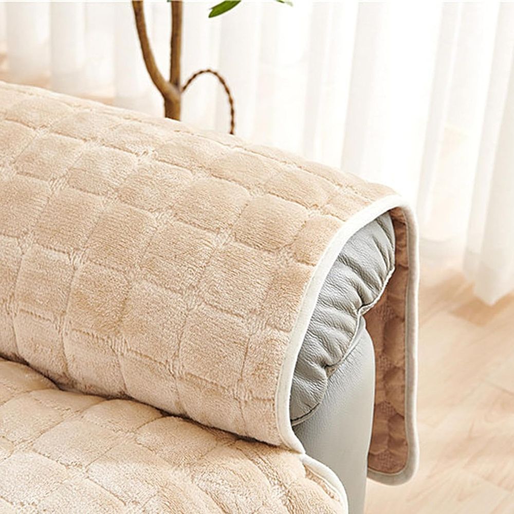 Sable Grid Recliner Sofa Cover | Microfiber, Quilted, Non-Slip Fit