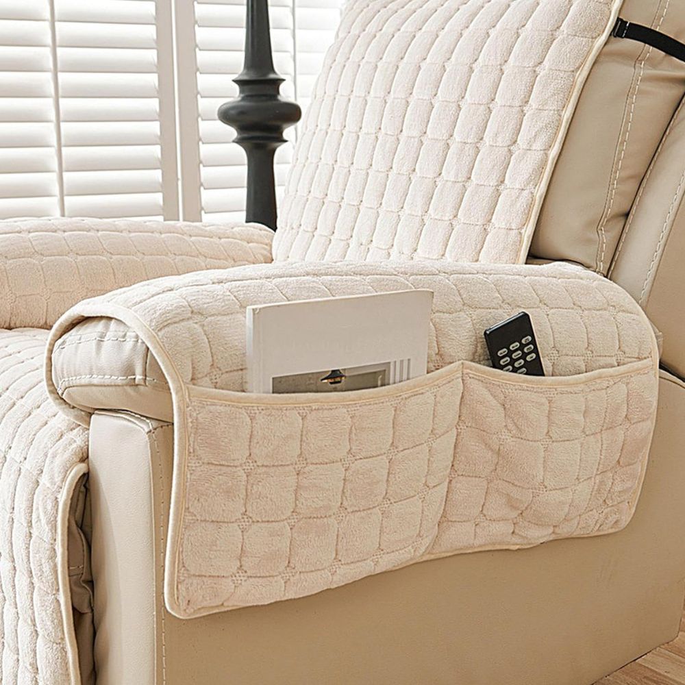 Sable Grid Recliner Sofa Cover | Microfiber, Quilted, Non-Slip Fit