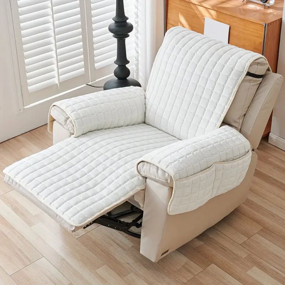 Sable Grid Recliner Sofa Cover | Microfiber, Quilted, Non-Slip Fit