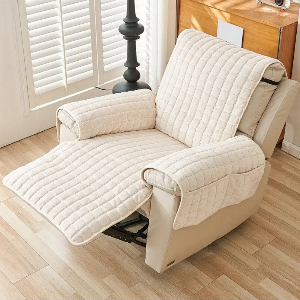 Sable Grid Recliner Sofa Cover | Microfiber, Quilted, Non-Slip Fit