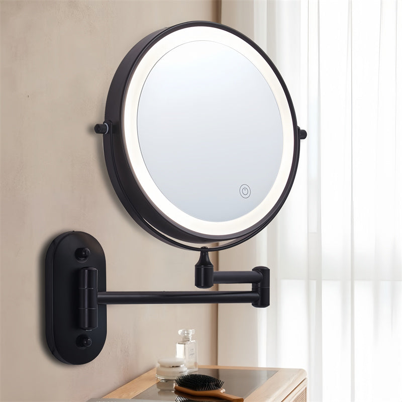Sable Shaving Mirror with Light | Rechargeable, Dual-Sided 1X/10X Magnification
