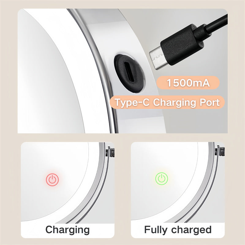Sable Shaving Mirror with Light | Rechargeable, Dual-Sided 1X/10X Magnification