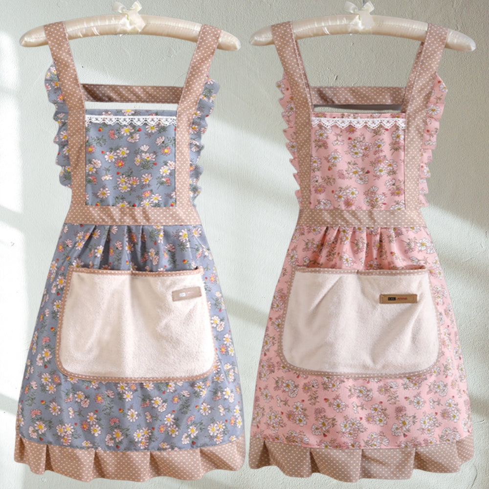 Sera Cute Apron | Floral Cotton, Waterproof, Adjustable Fit
