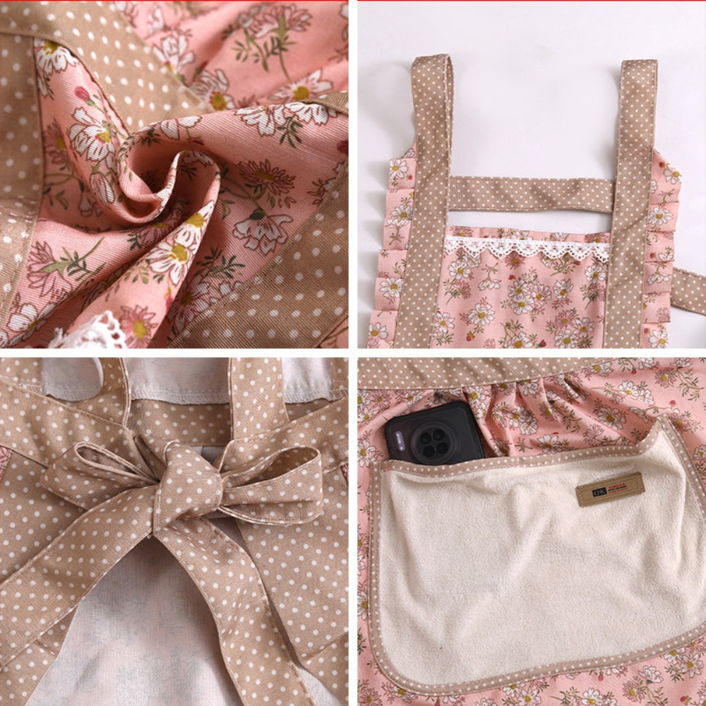 Sera Cute Apron | Floral Cotton, Waterproof, Adjustable Fit