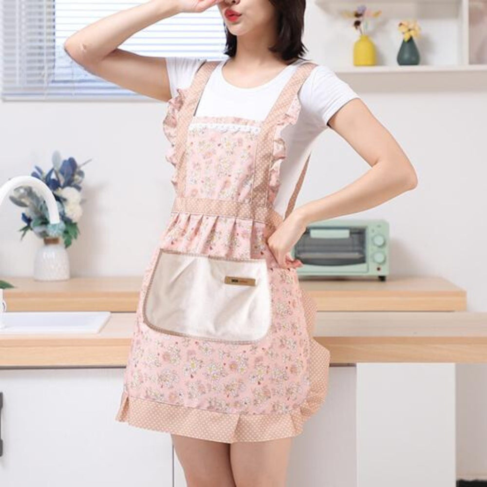 Sera Cute Apron | Floral Cotton, Waterproof, Adjustable Fit