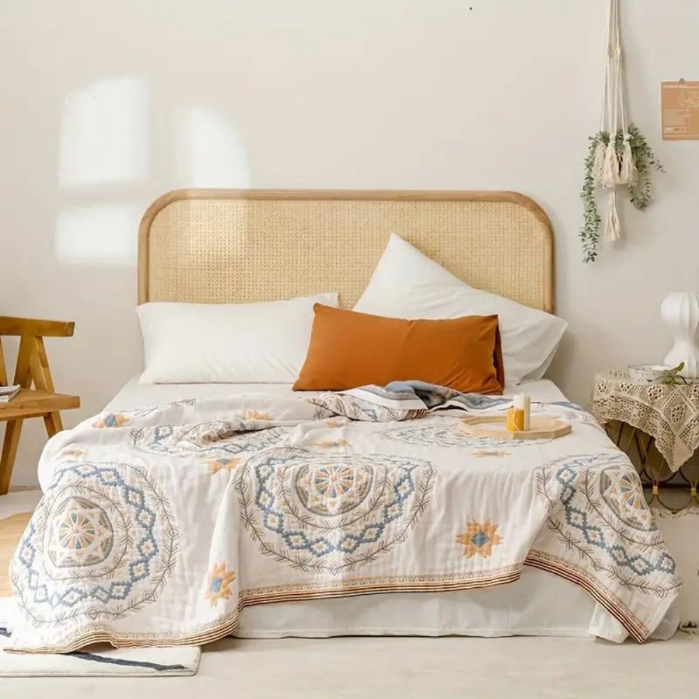 Serena Throw Blanket | 100% Cotton, Boho Mandala Design