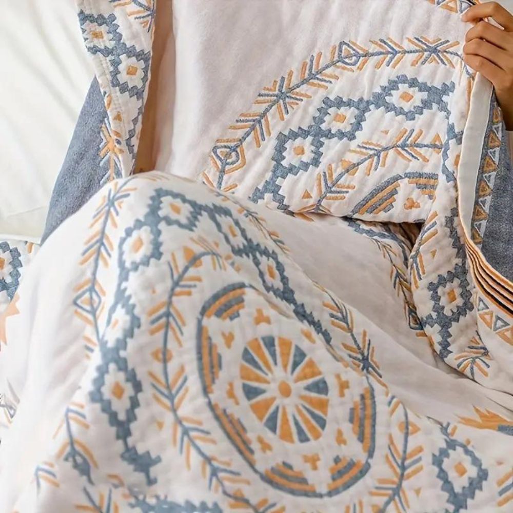 Serena Throw Blanket | 100% Cotton, Boho Mandala Design