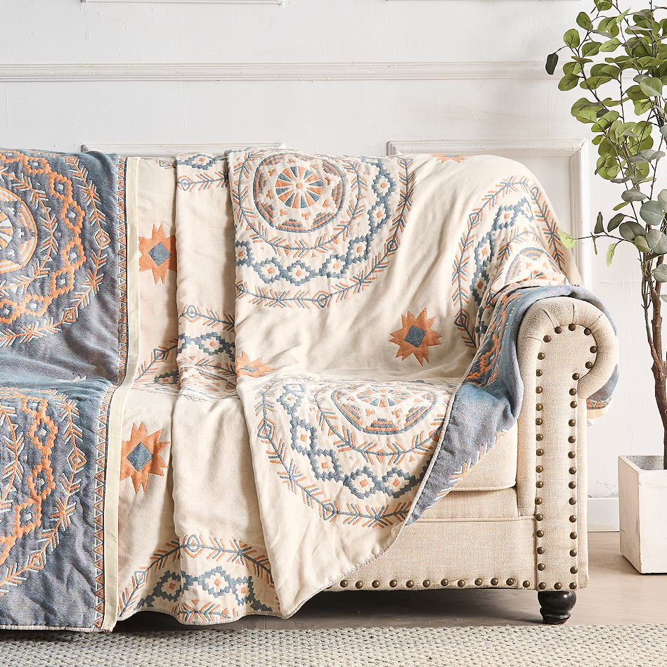 Serena Throw Blanket | 100% Cotton, Boho Mandala Design