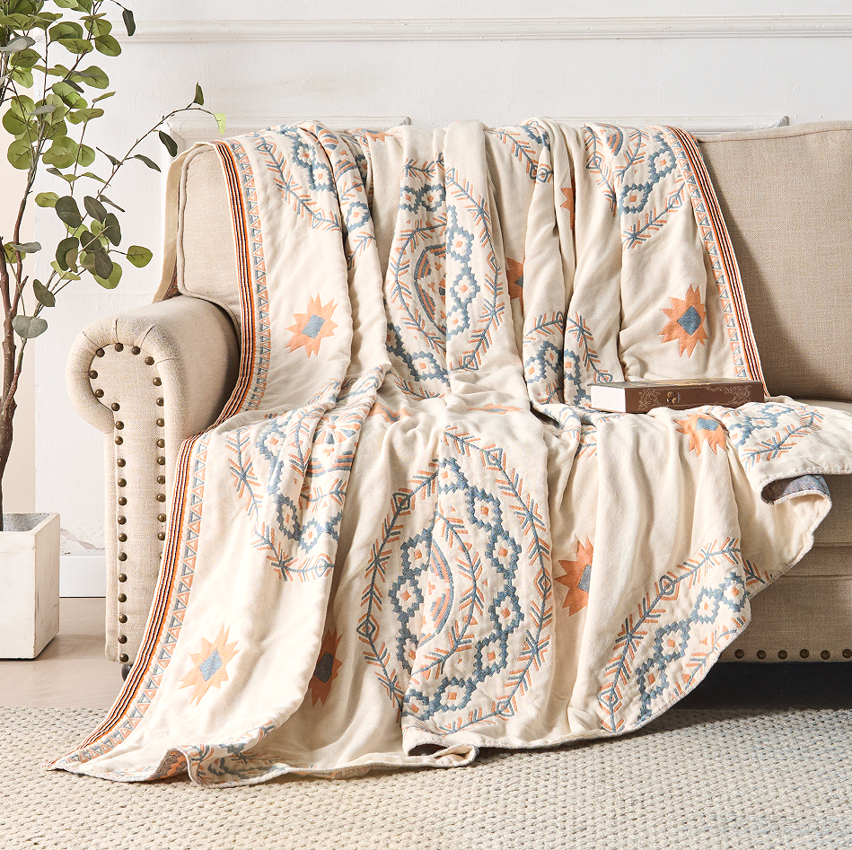 Serena Throw Blanket | 100% Cotton, Boho Mandala Design