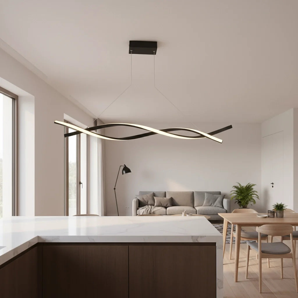 Sola Linear Pendant Light | Aluminium and Glass, Contemporary Design for Kitchen