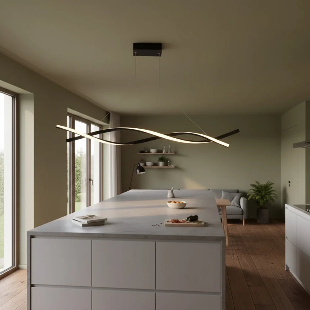 Sola Linear Pendant Light | Aluminium and Glass, Contemporary Design for Kitchen