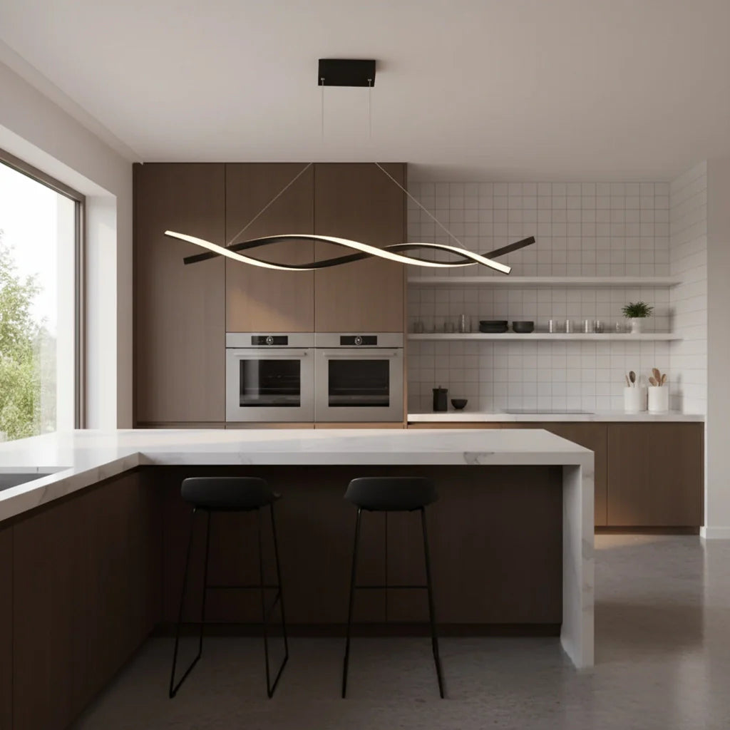 Sola Linear Pendant Light | Aluminium and Glass, Contemporary Design for Kitchen