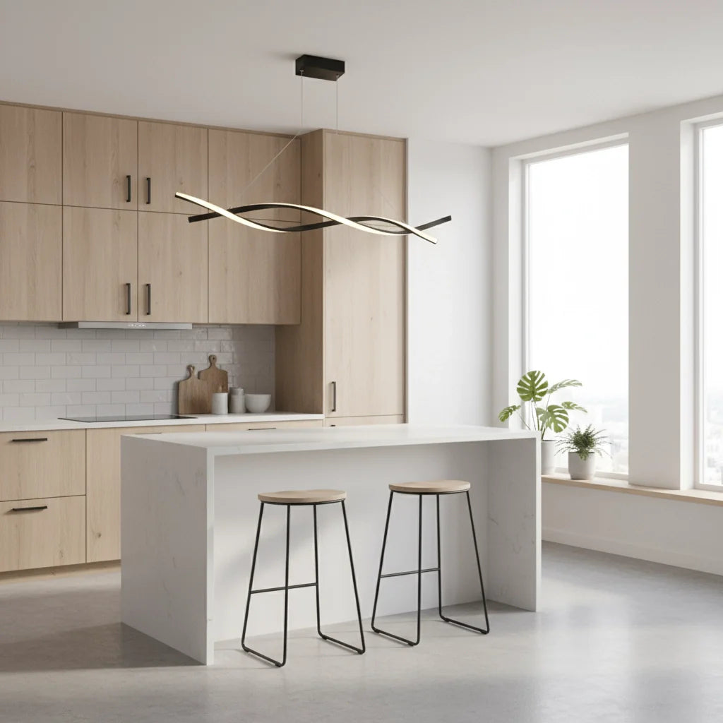 Sola Linear Pendant Light | Aluminium and Glass, Contemporary Design for Kitchen