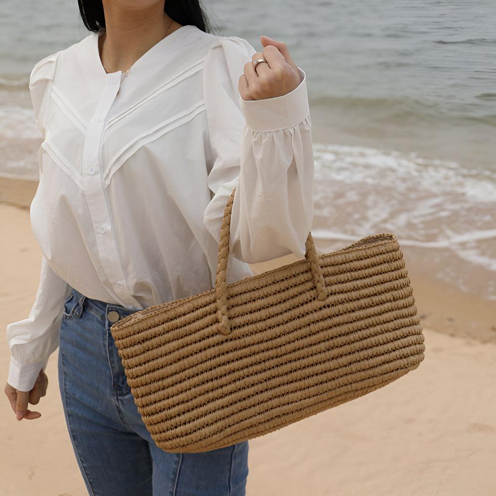 Sora Straw Tote Bag | Handmade, Spacious Beach Bag