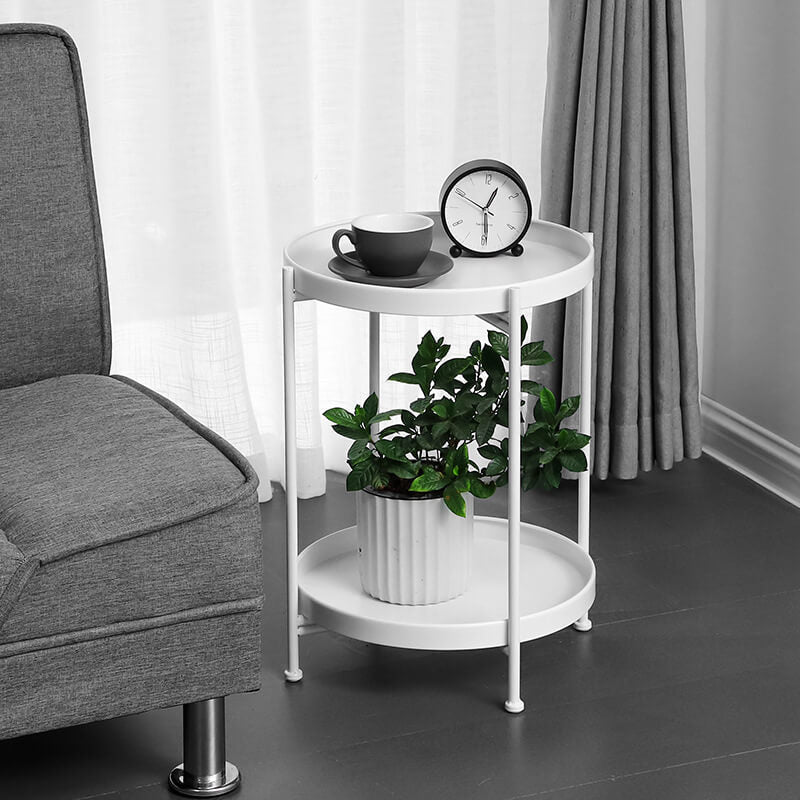 Tavio Side Table | Metal, 2-Tier Design, Removable Tray