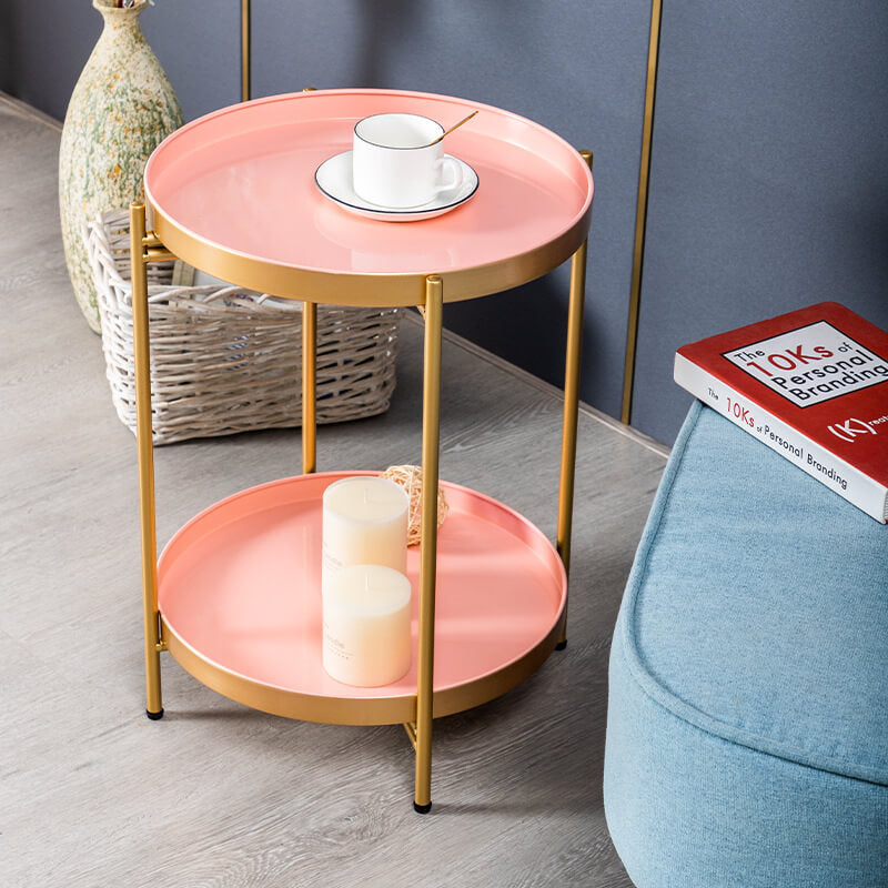 Tavio Side Table | Metal, 2-Tier Design, Removable Tray