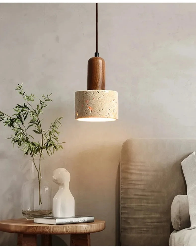 Tavon Pendant Light | Natural Travertine Stone, Wabi-Sabi Design