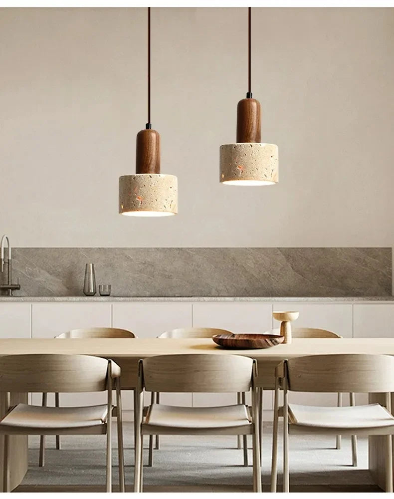 Tavon Pendant Light | Natural Travertine Stone, Wabi-Sabi Design