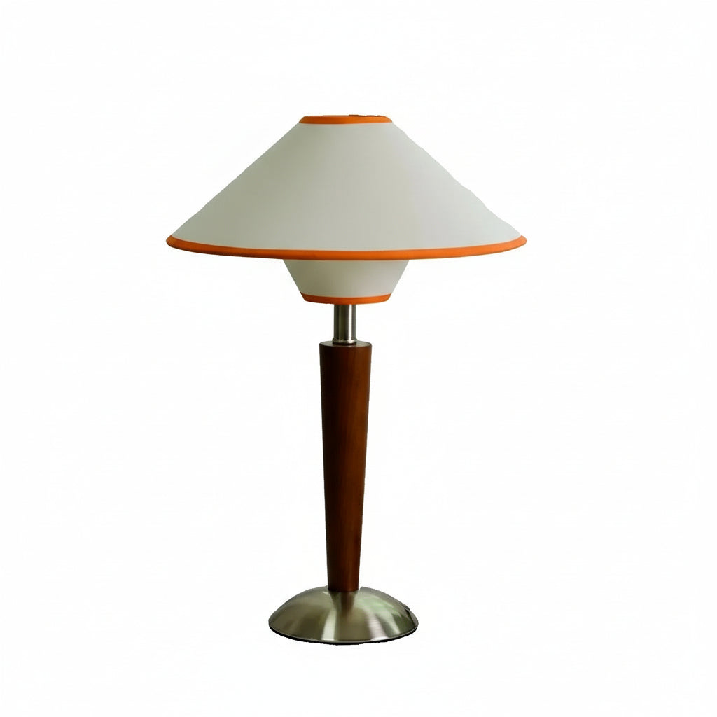 Tilo Table Lamp | Mid-Century, Fabric Shade, Wood Base, Ideal for Bedside or Desk