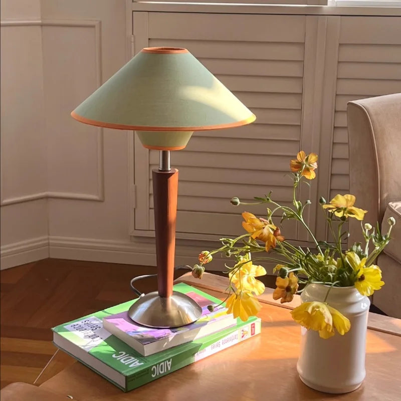 Tilo Table Lamp | Mid-Century, Fabric Shade, Wood Base, Ideal for Bedside or Desk