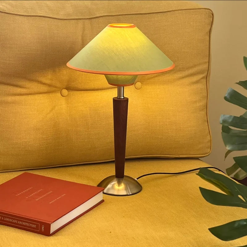 Tilo Table Lamp | Mid-Century, Fabric Shade, Wood Base, Ideal for Bedside or Desk