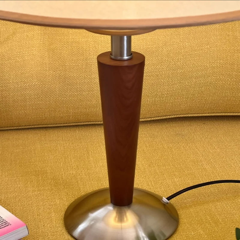 Tilo Table Lamp | Mid-Century, Fabric Shade, Wood Base, Ideal for Bedside or Desk