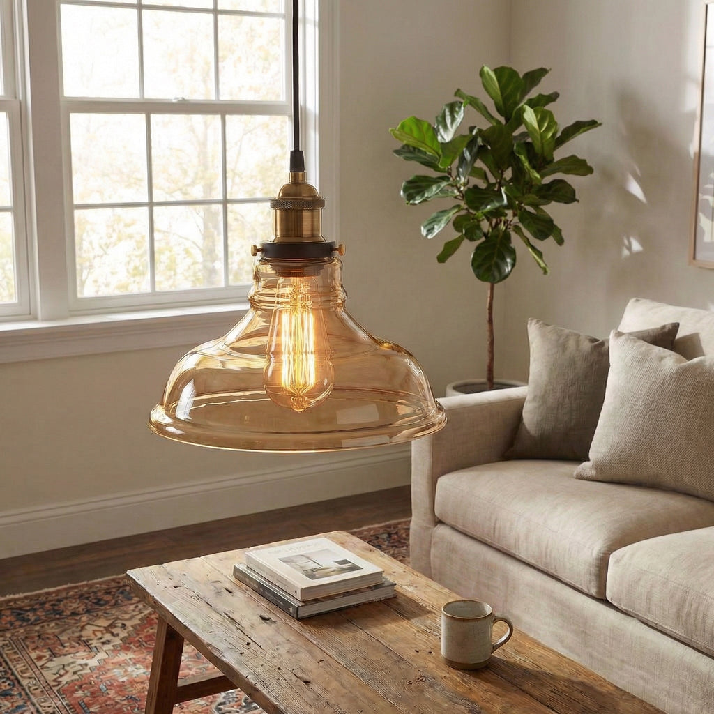 Vero Glass Pendant Light | Vintage Industrial Style, Adjustable for Kitchen Island