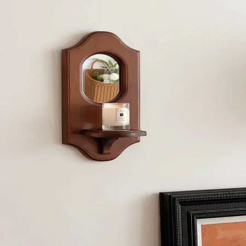 Vero Vintage Mirror Rack | Solid Wood Candle Holder and Display Shelf
