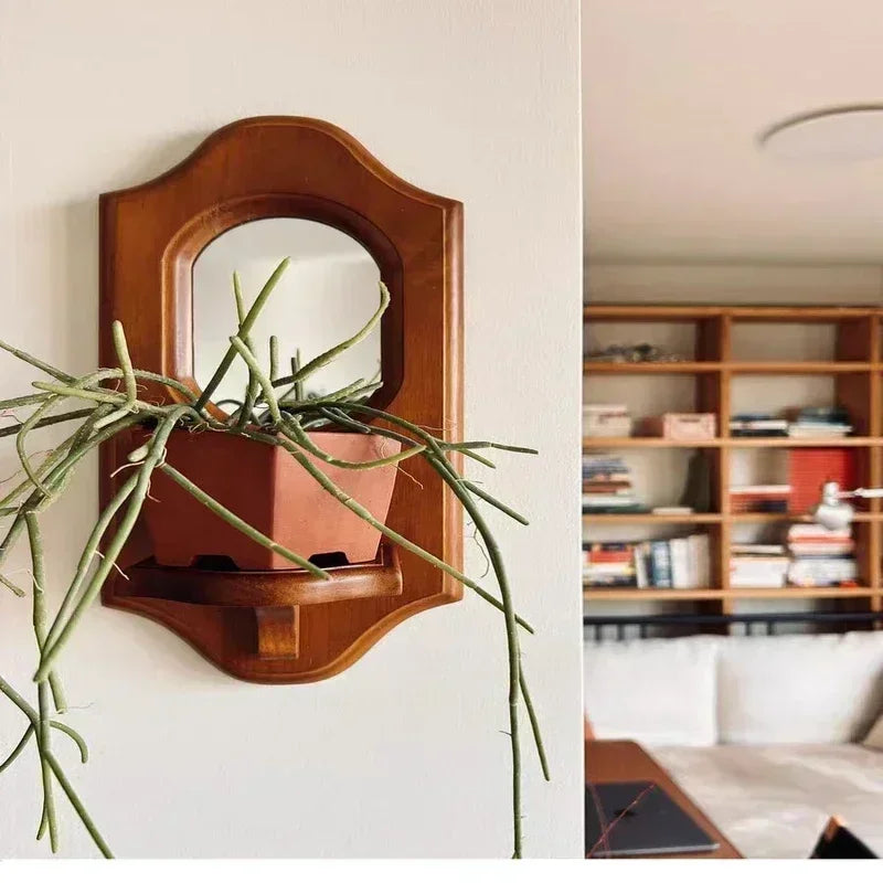 Vero Vintage Mirror Rack | Solid Wood Candle Holder and Display Shelf