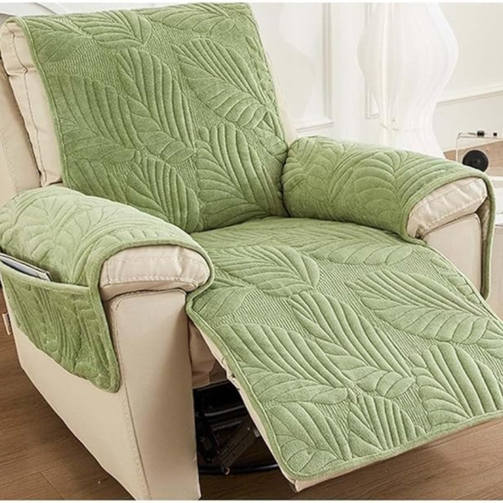Vireo Recliner Chair Cover | Anti-Slip Microfiber Blend, Verdant Leaf Pattern