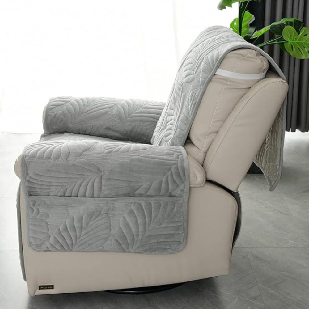 Vireo Recliner Chair Cover | Anti-Slip Microfiber Blend, Verdant Leaf Pattern