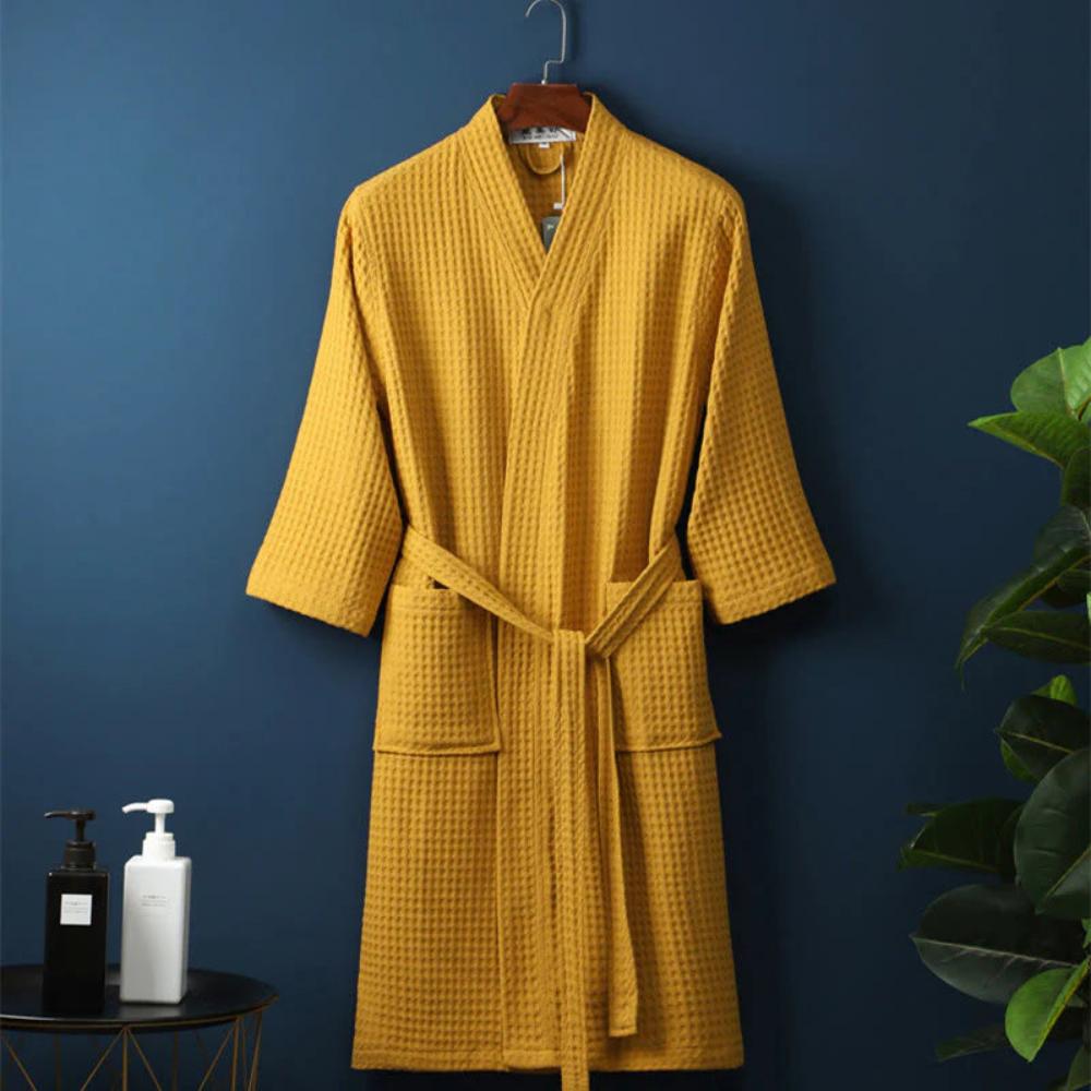 Wynn Waffle Robe | 100% Cotton, V-Neck, Adjustable Waistband