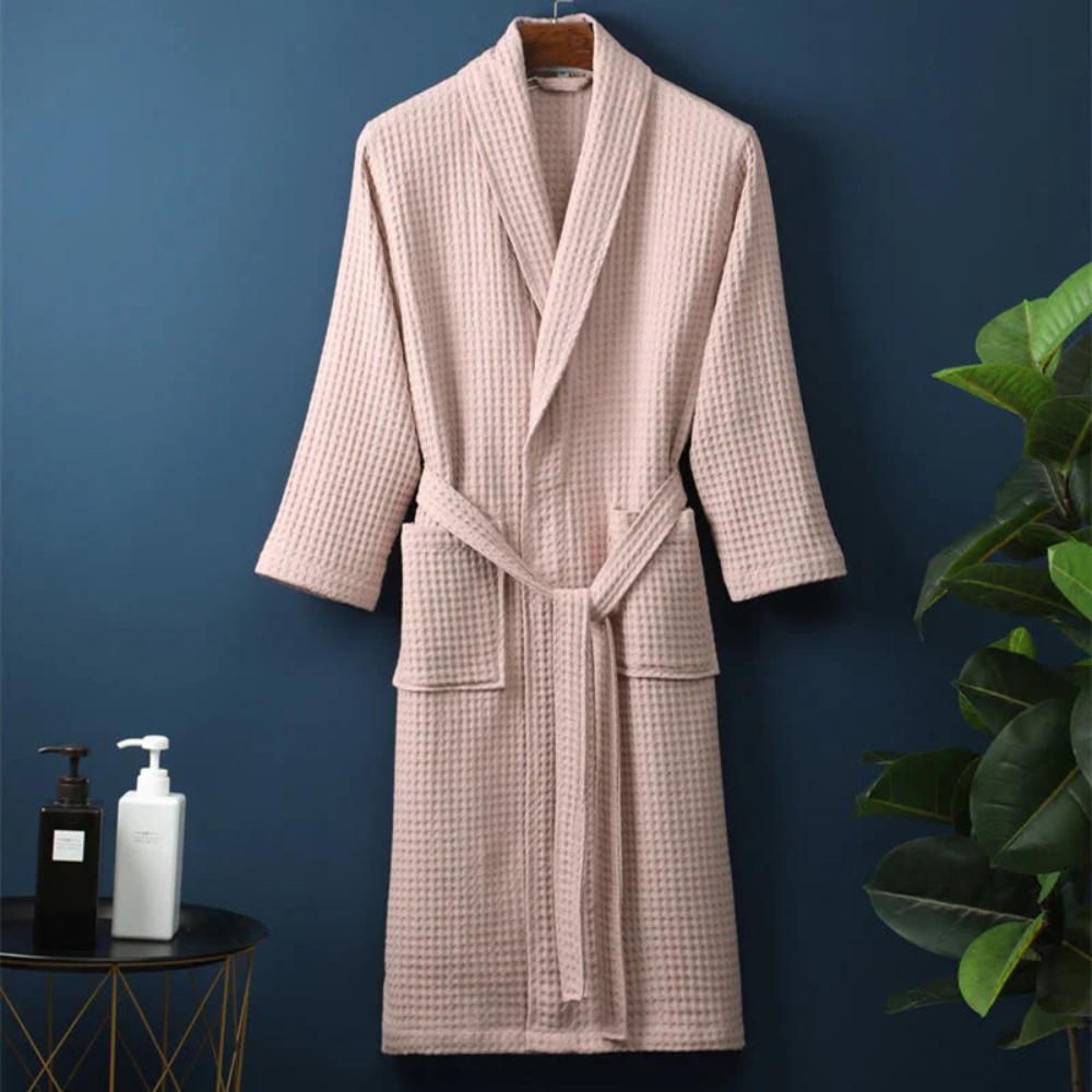 Wynn Waffle Robe | 100% Cotton, V-Neck, Adjustable Waistband