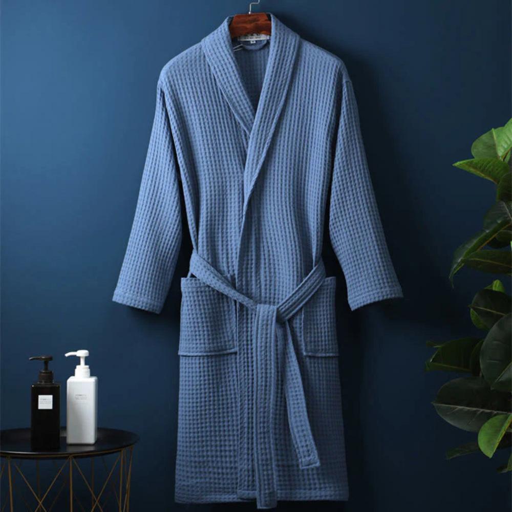 Wynn Waffle Robe | 100% Cotton, V-Neck, Adjustable Waistband