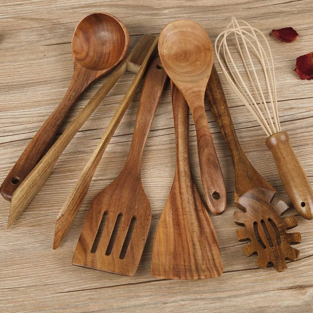 Wynter Wooden Cooking Utensils Set | Eco-Friendly, 7-Piece Durable Collection