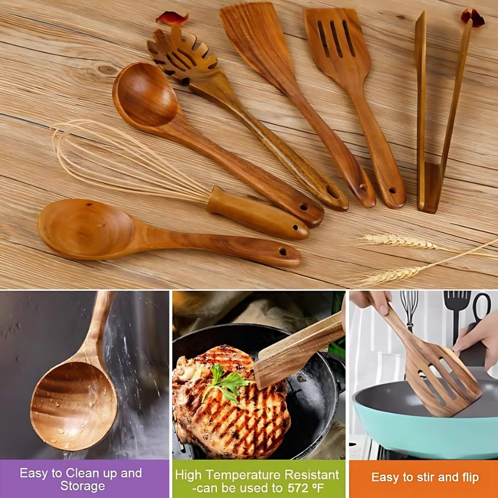 Wynter Wooden Cooking Utensils Set | Eco-Friendly, 7-Piece Durable Collection